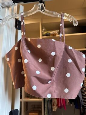 Old Navy Brown Polka Dot Cropped Tank with White Dots